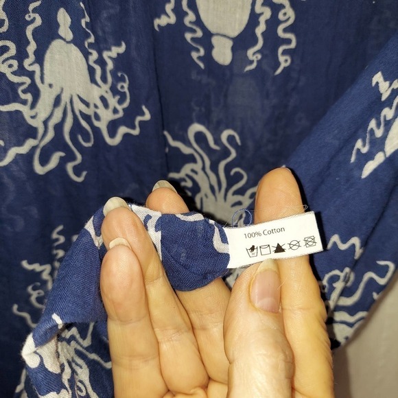 Rock Flower Paper Blue and White Casual Top/Swimsuit Coverup - Picture 4 of 8